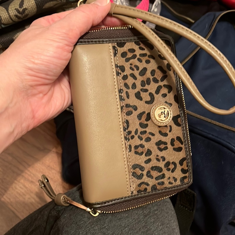 Spartina leopard print zippered wristlet